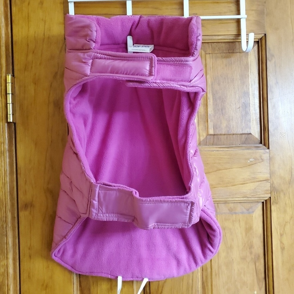 Top Paw Large Puffer Vest Dog Berry Pink Quilted Fleece Lined Winter Coat Jacket